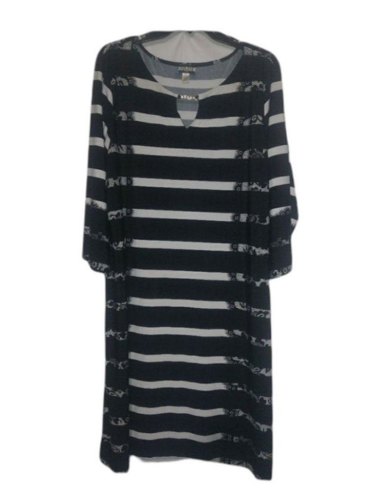 Haani 3x Black White Stripe Stretch Dress Plus